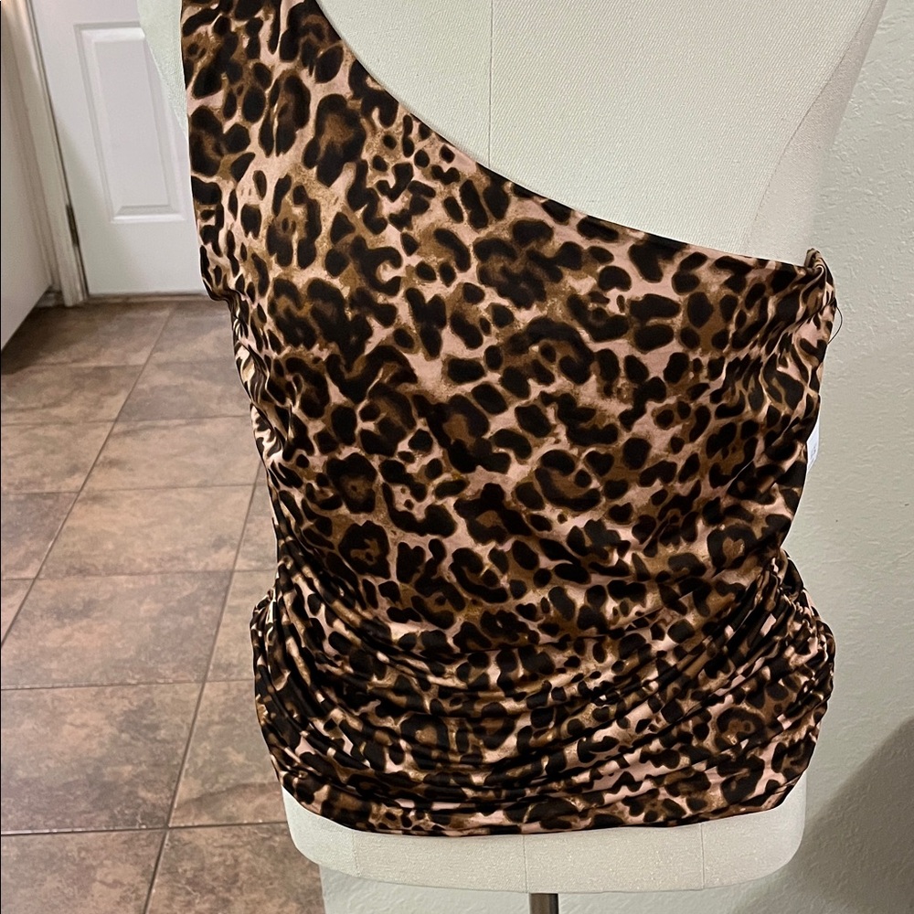 Sofia by Sofia Vergara Leopard Print One-Shoulder Top